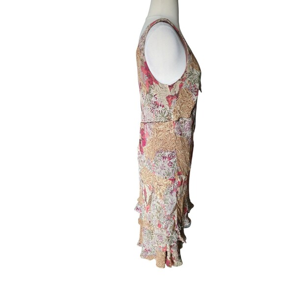 Vintage Dressbarn  Babydoll Silk Midi Dress Womens 14 Y2K Brown Floral Tiered - Picture 4 of 7
